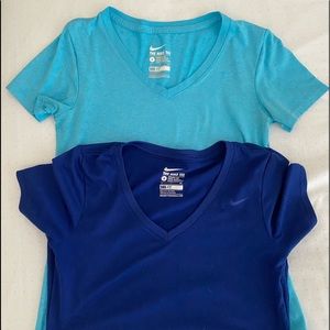 Two Nike DriFit tees blue